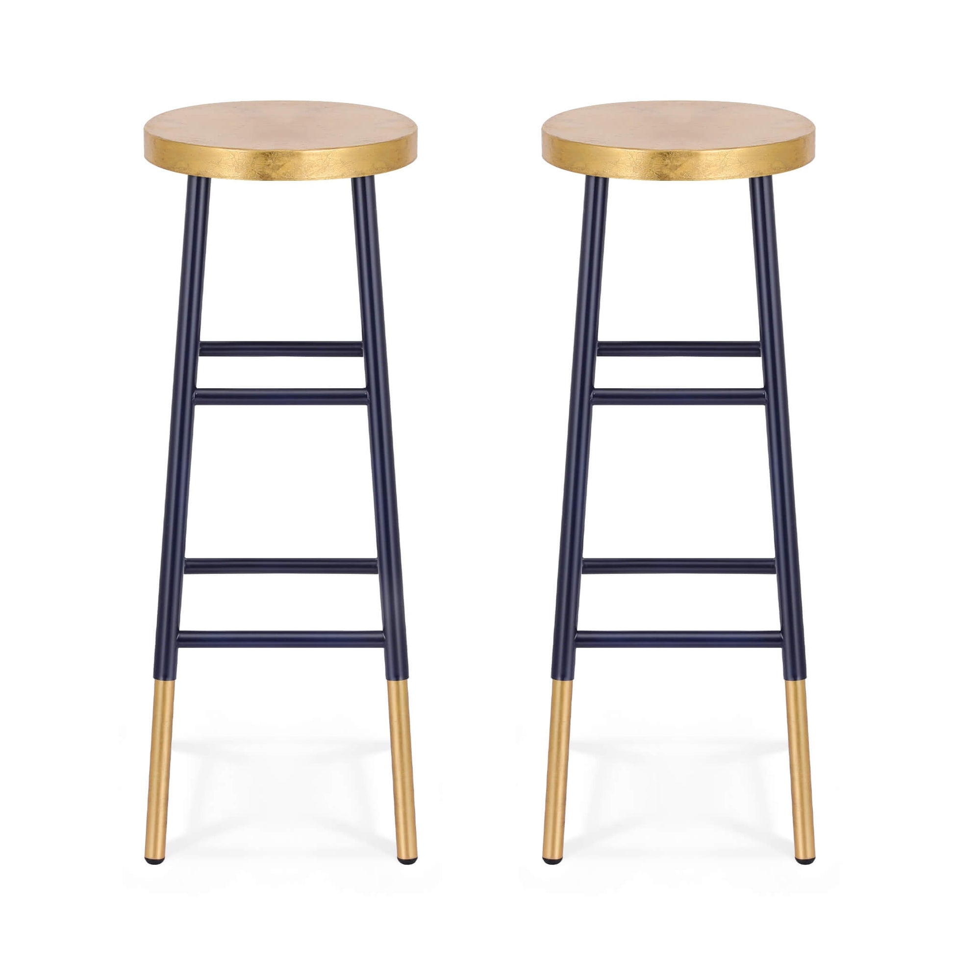 Santana | Modern Two Tone Gold Navy Metal Bar Stools | Gold