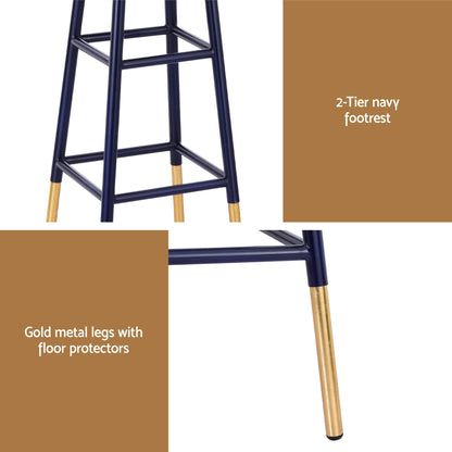 Santana | Modern Two Tone Gold Navy Metal Bar Stools | Gold