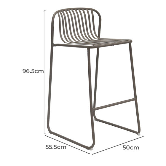 Santorini | Modern Metal Brown White Outdoor Bar Stools | Set Of 2 | Brown