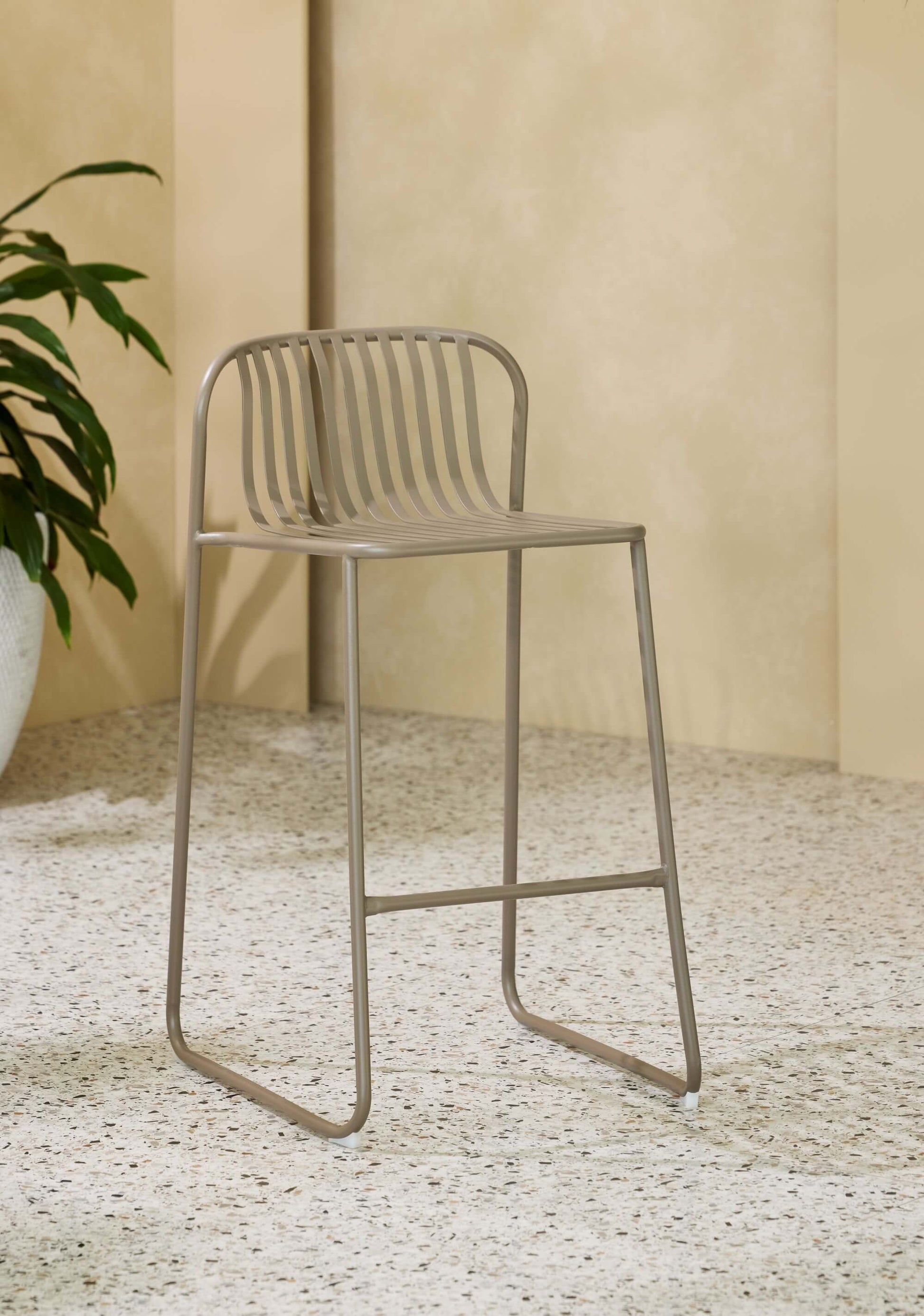 Santorini | Modern Metal Brown White Outdoor Bar Stools | Set Of 2 | Brown
