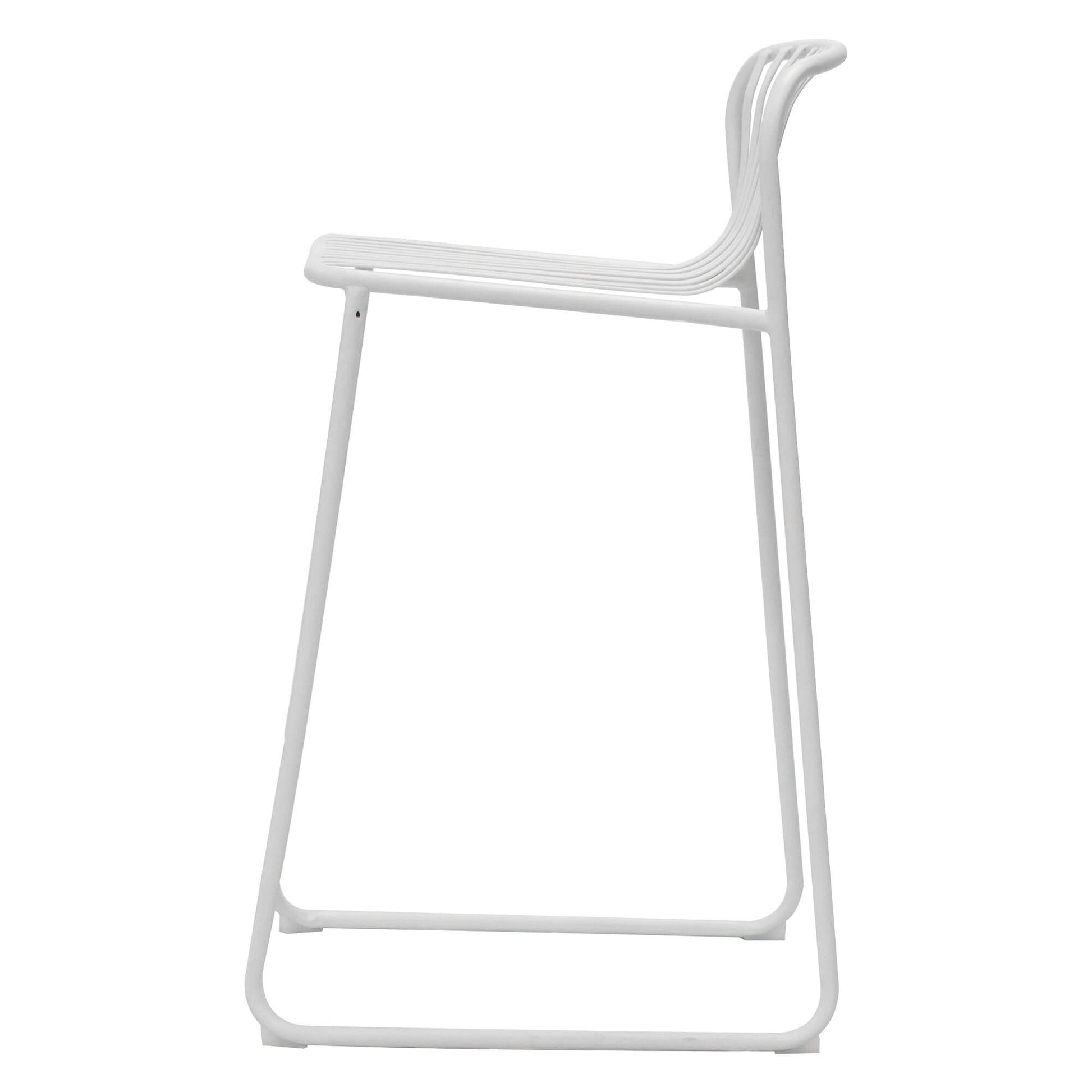 Santorini | Modern Metal Brown White Outdoor Bar Stools | Set Of 2 | White