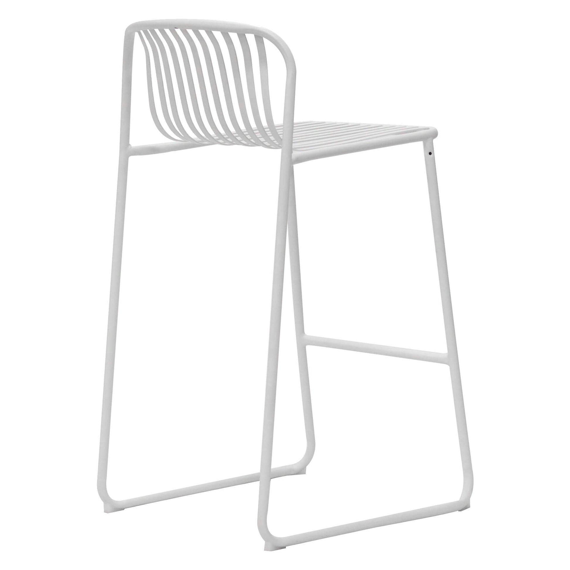 Santorini | Modern Metal Brown White Outdoor Bar Stools | Set Of 2 | White