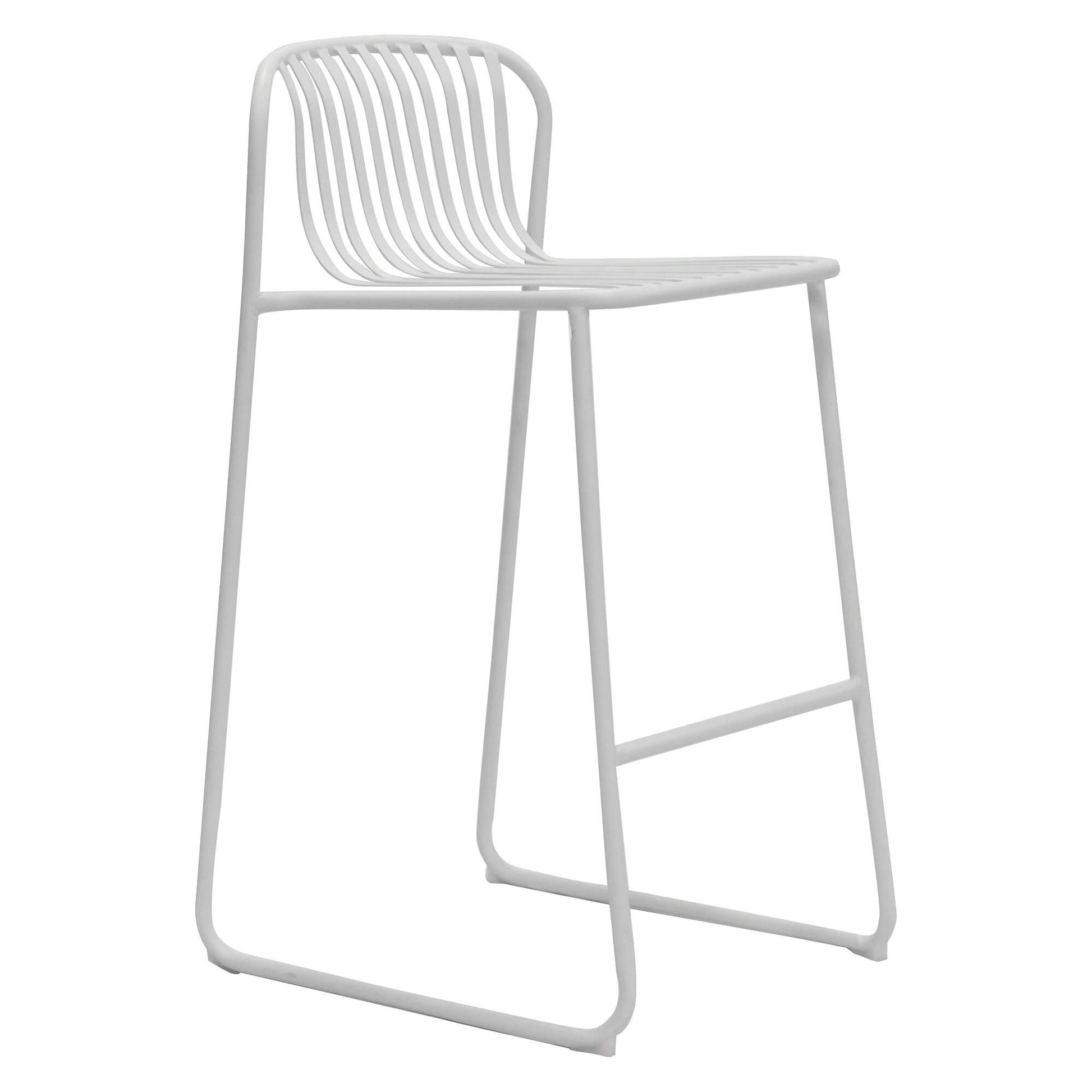 Santorini | Modern Metal Brown White Outdoor Bar Stools | Set Of 2 | White