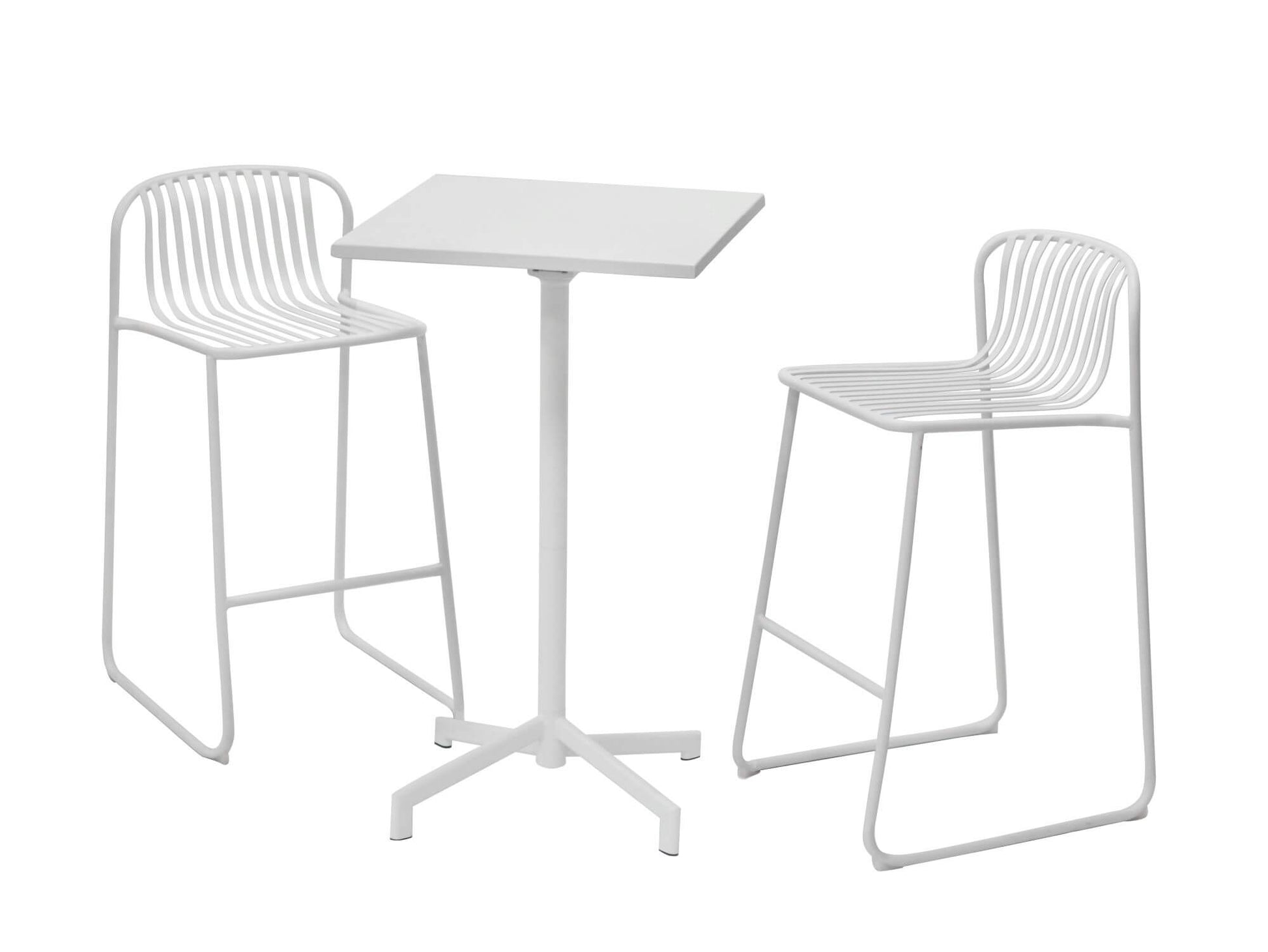 Santorini | Modern Metal Brown White Outdoor Bar Stools | Set Of 2 | White