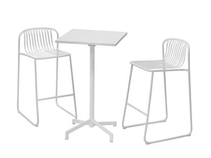 Santorini | Modern Metal Brown White Outdoor Bar Stools | Set Of 2 | White