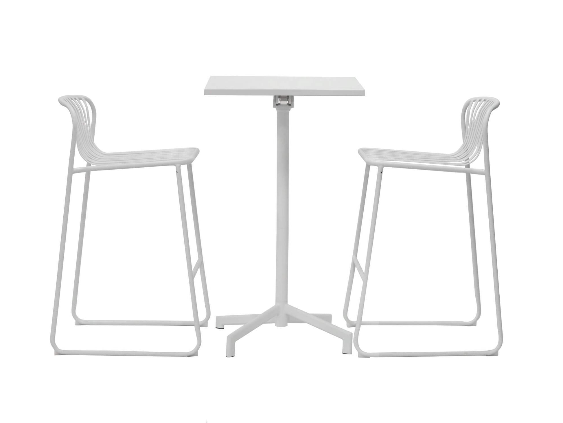 Santorini | Modern Metal Brown White Outdoor Bar Stools | Set Of 2 | White