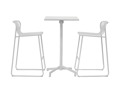 Santorini | Modern Metal Brown White Outdoor Bar Stools | Set Of 2 | White