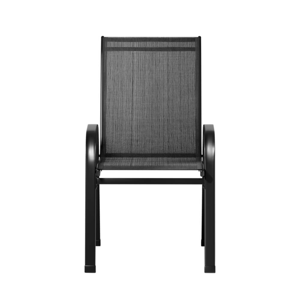 Savannah | Stackable Black White Grey Brown Metal Outdoor Dining Chairs | Set Of 6 | Black