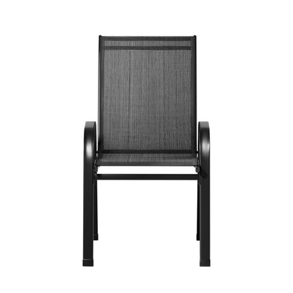 Savannah | Stackable Black White Grey Brown Metal Outdoor Dining Chairs | Set Of 6 | Black
