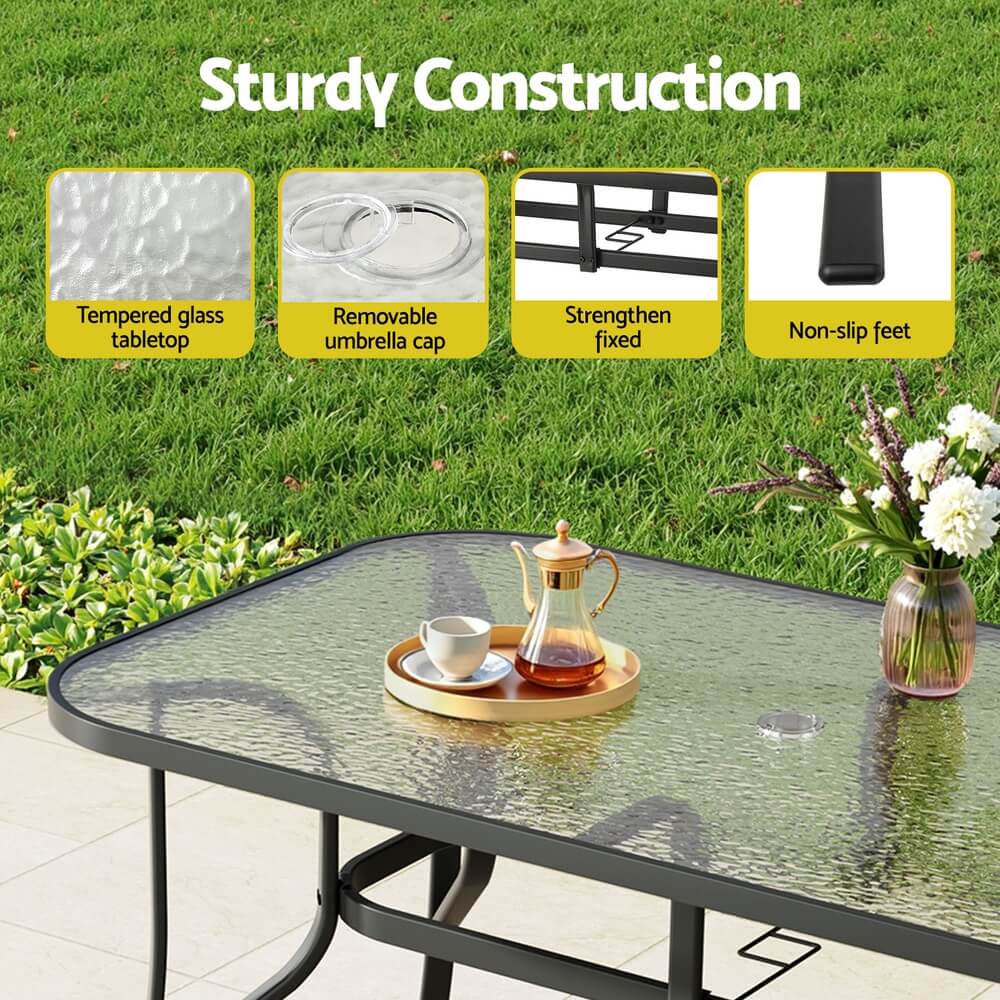 Savannah | Stackable Black Grey Metal Outdoor Dining Table Set | Black