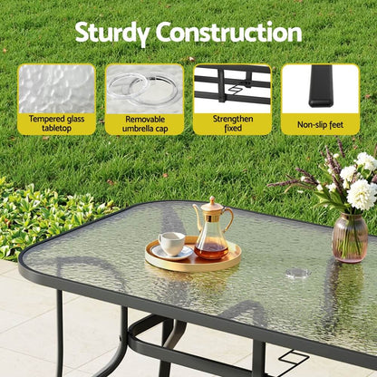 Savannah | Stackable Black Grey Metal Outdoor Dining Table Set | Black