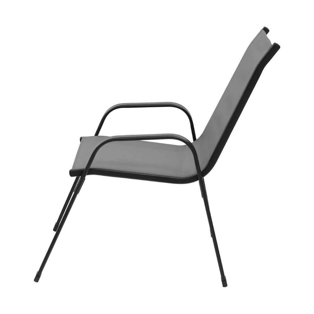 Savannah | Stackable Black White Grey Brown Metal Outdoor Dining Chairs | Set Of 6 | Grey