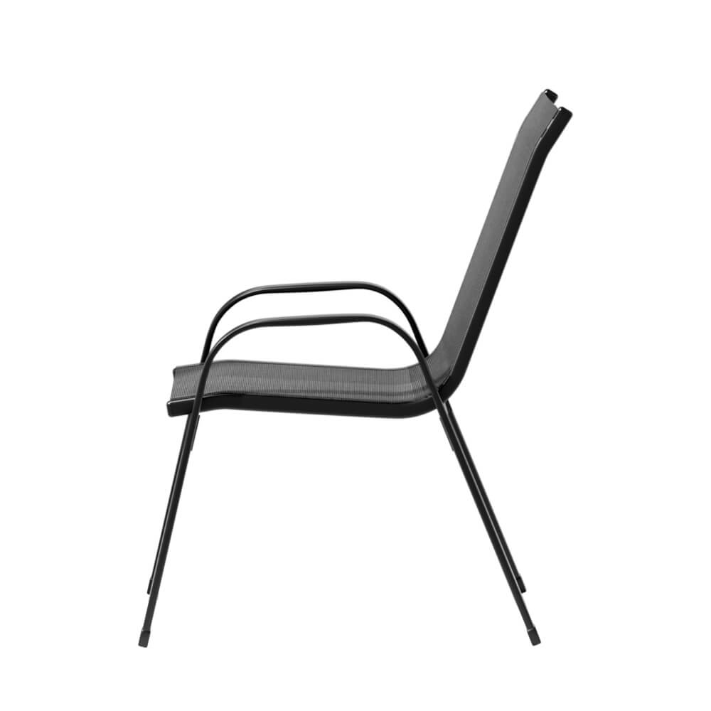 Savannah | Stackable Black Metal Outdoor Dining Chairs | Set Of 2 | Black