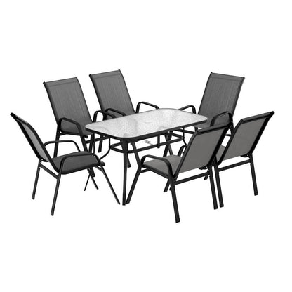 Savannah | Stackable Black Grey Metal Outdoor Dining Table Set | Grey
