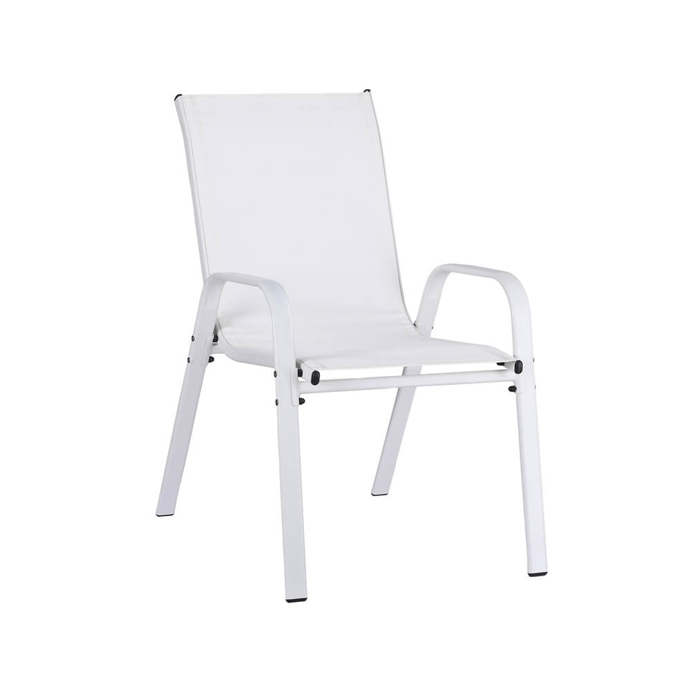 Savannah | Stackable Black White Grey Brown Metal Outdoor Dining Chairs | Set Of 6 | White