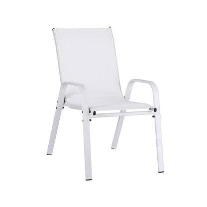 Savannah | Stackable Black White Grey Brown Metal Outdoor Dining Chairs | Set Of 6 | White