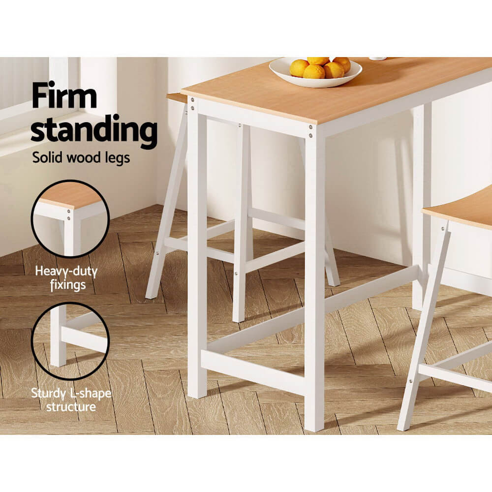 Savoy | Coastal White Natural Wooden Bar Stool Table | White