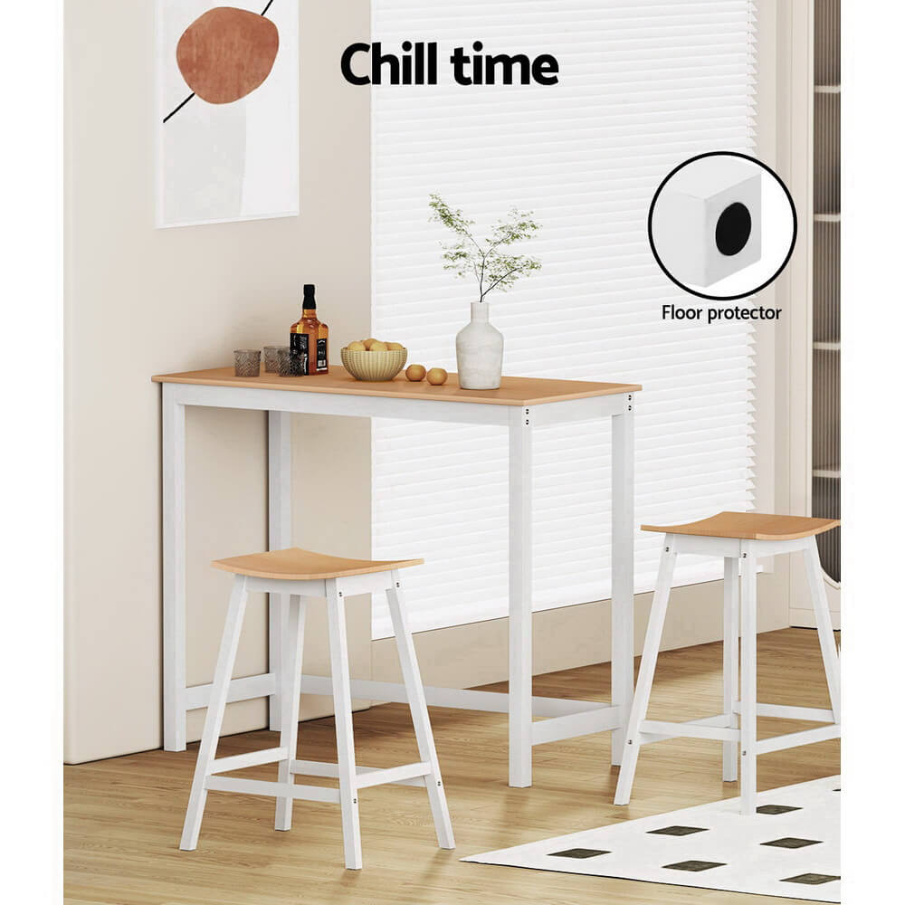 Savoy | Coastal White Natural Wooden Bar Stool Table | White