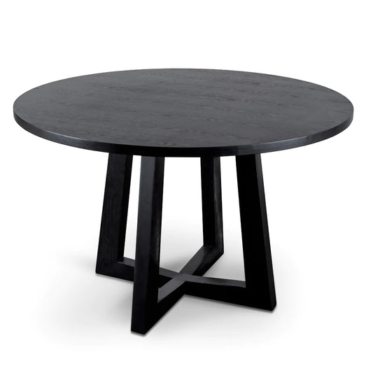 Scottsdale | Coastal 1.2m Black Natural Wooden Round Dining Table | Black