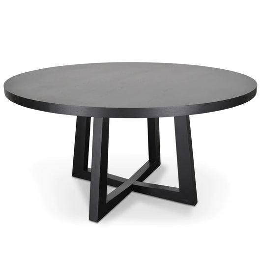 Scottsdale | Coastal 1.5m Black Natural Wooden Round Dining Table | Black