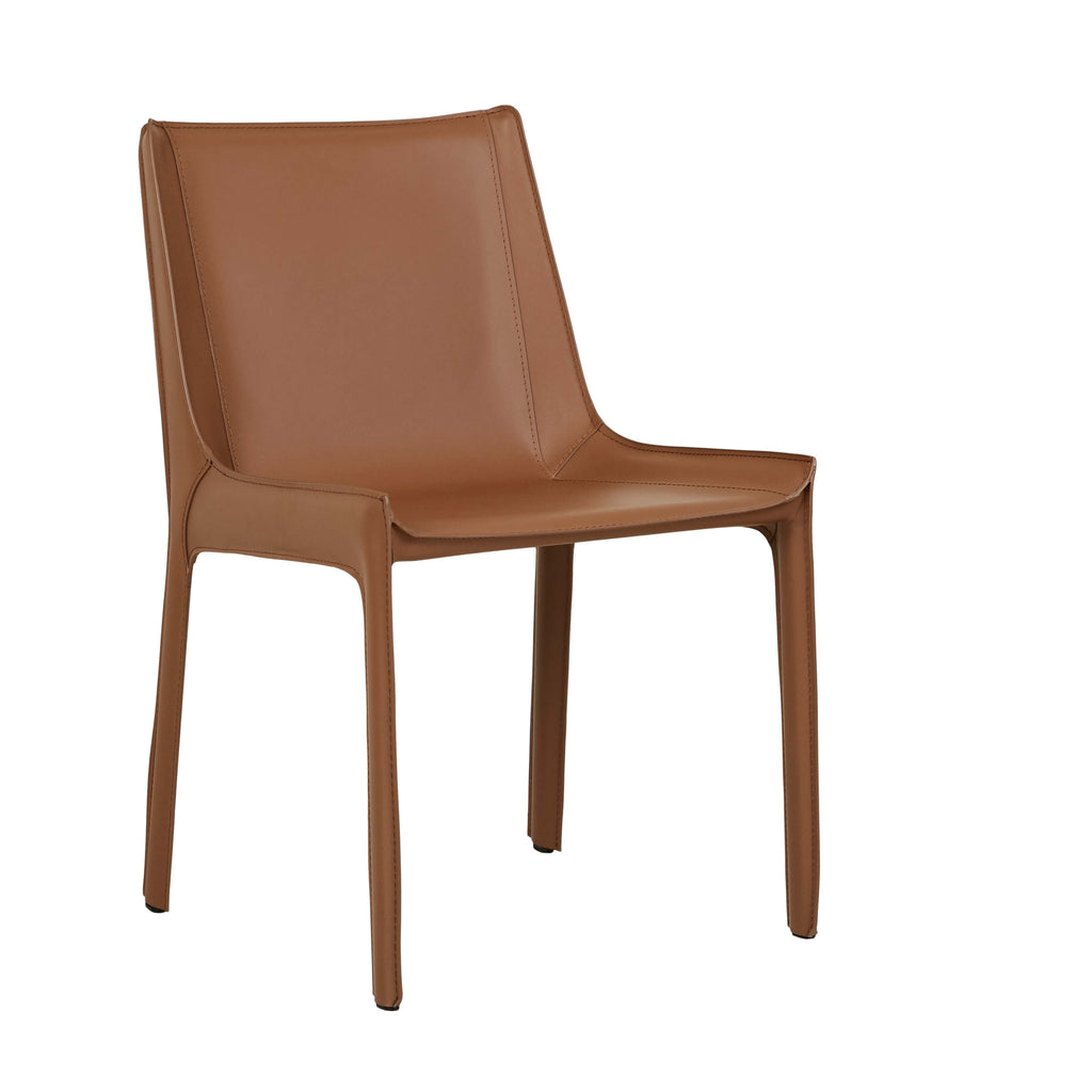 Scout | Contemporary Coastal Tan Leather Dining Chair