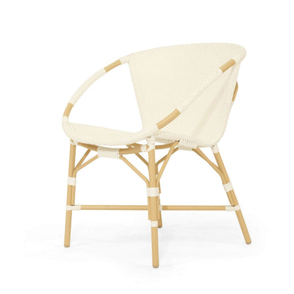 Seabreeze | Coastal Metal White Outdoor Dining Chairs With Arms | White