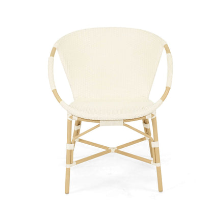 Seabreeze | Coastal Metal White Outdoor Dining Chairs With Arms | White