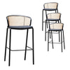 Seabreeze | Modern Metal Coastal Rattan Bar Stools | Set Of 4