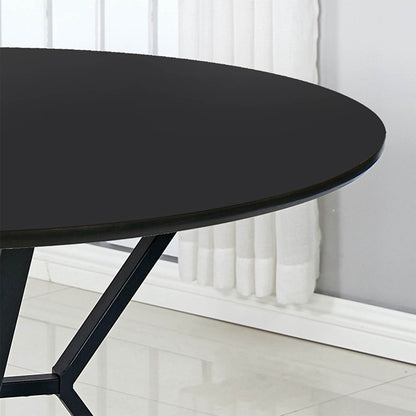 Segal | Metal Black 1.1m Wooden Round Dining Table | Black