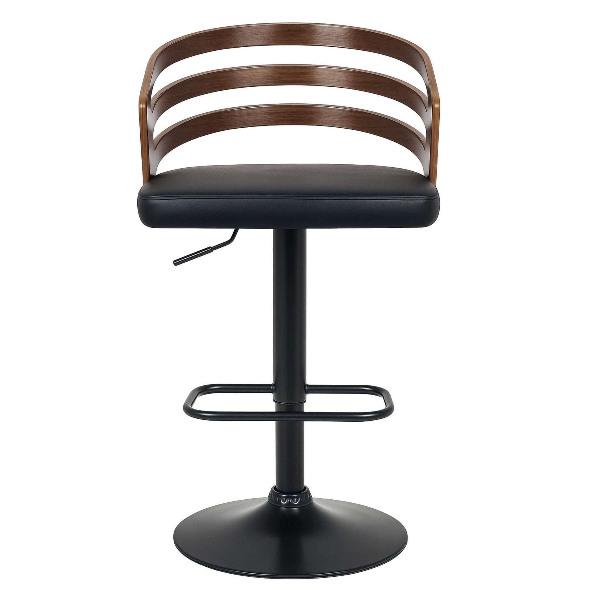 Modern Adjustable Black Walnut PU Leather Walnut Wooden Bar Stool | Brown