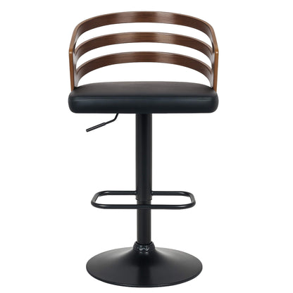 Modern Adjustable Black Walnut PU Leather Walnut Wooden Bar Stool | Brown
