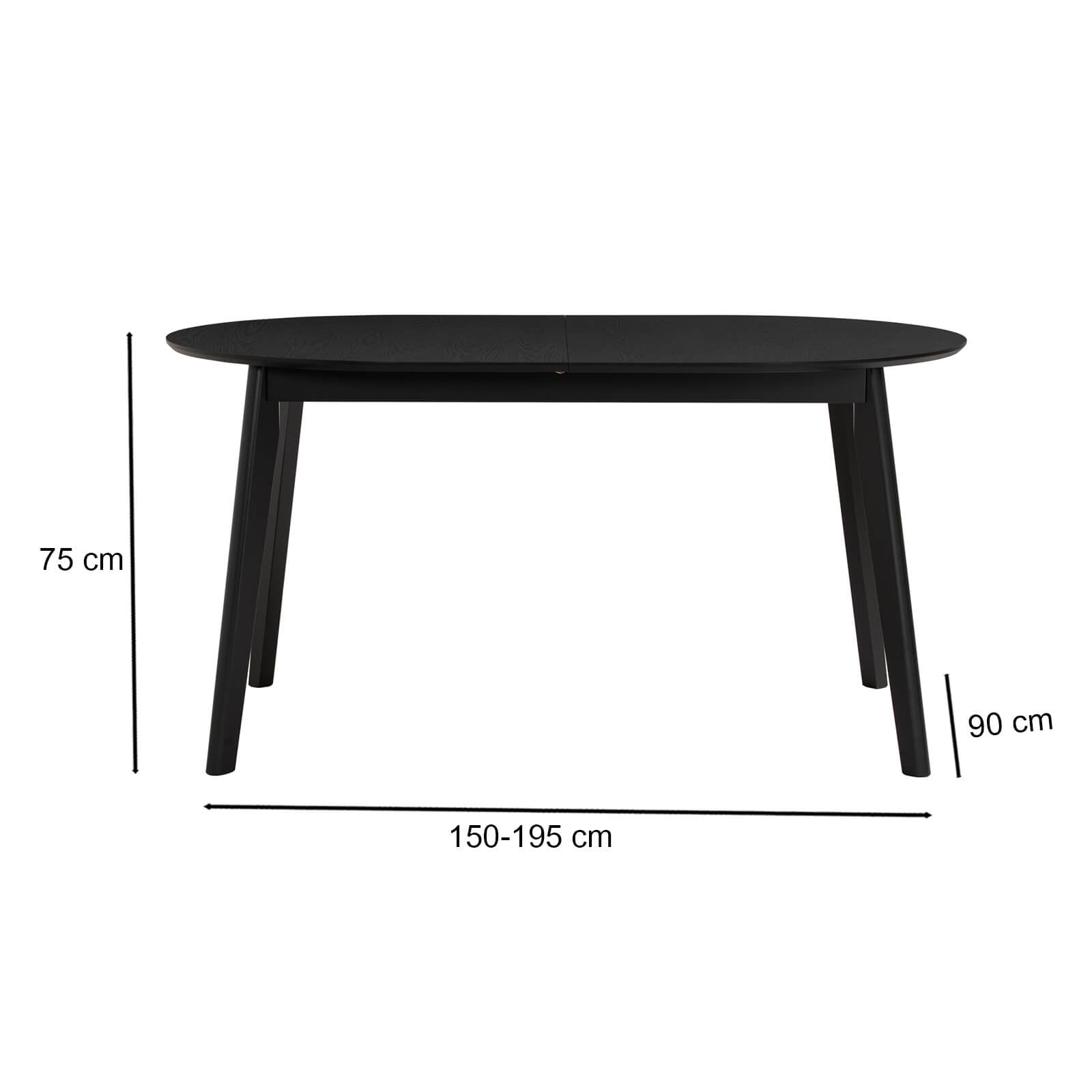 Sentosa | Black White Oak Extendable 1.9m Oval Wooden Dining Table | Black