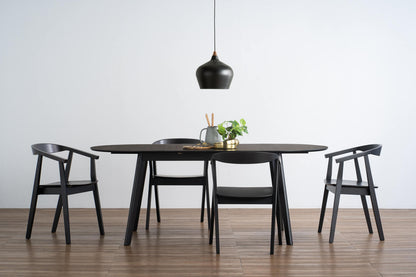 Sentosa | Black White Oak Extendable 1.9m Oval Wooden Dining Table | Black