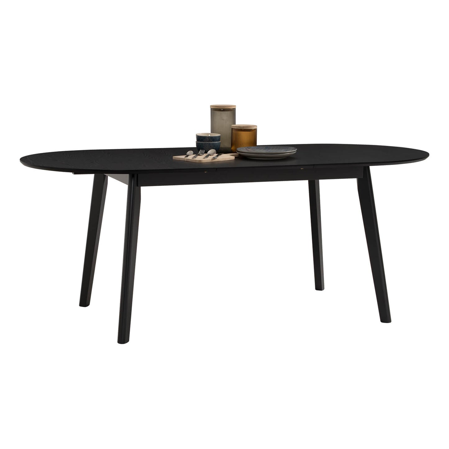 Sentosa | Black White Oak Extendable 1.9m Oval Wooden Dining Table | Black