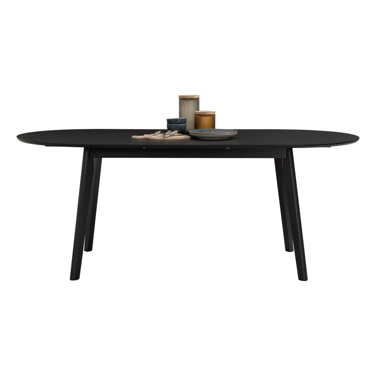 Sentosa | Black White Oak Extendable 1.9m Oval Wooden Dining Table | Black