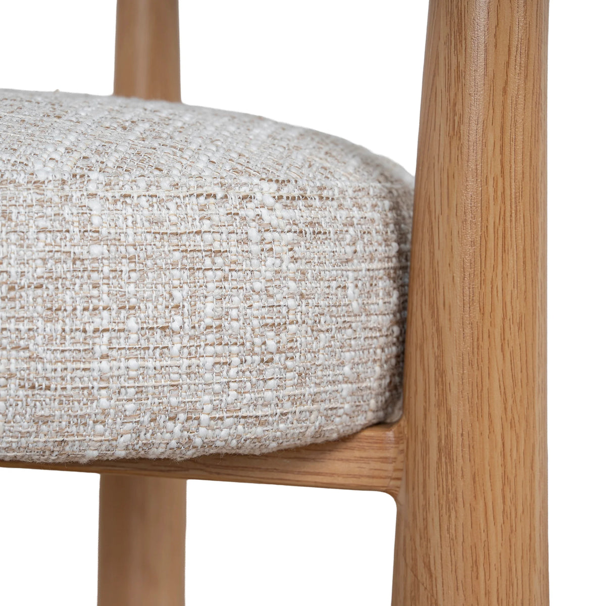 Sentosa | Pale Beige Natural Wooden Fabric Upholstered Dining Chairs | Set Of 2 | Beige