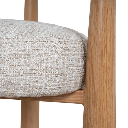 Sentosa | Pale Beige Natural Wooden Fabric Upholstered Dining Chairs | Set Of 2 | Beige