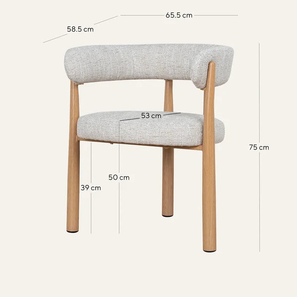 Sentosa | Pale Beige Natural Wooden Fabric Upholstered Dining Chairs | Set Of 2 | Beige
