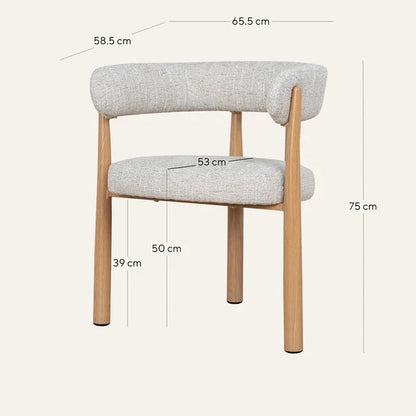 Sentosa | Pale Beige Natural Wooden Fabric Upholstered Dining Chairs | Set Of 2 | Beige