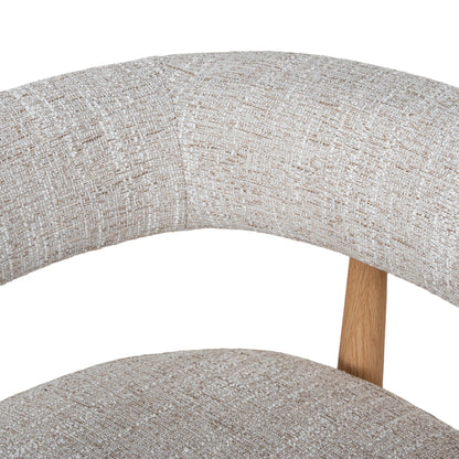 Sentosa | Pale Beige Natural Wooden Fabric Upholstered Dining Chairs | Set Of 2 | Beige