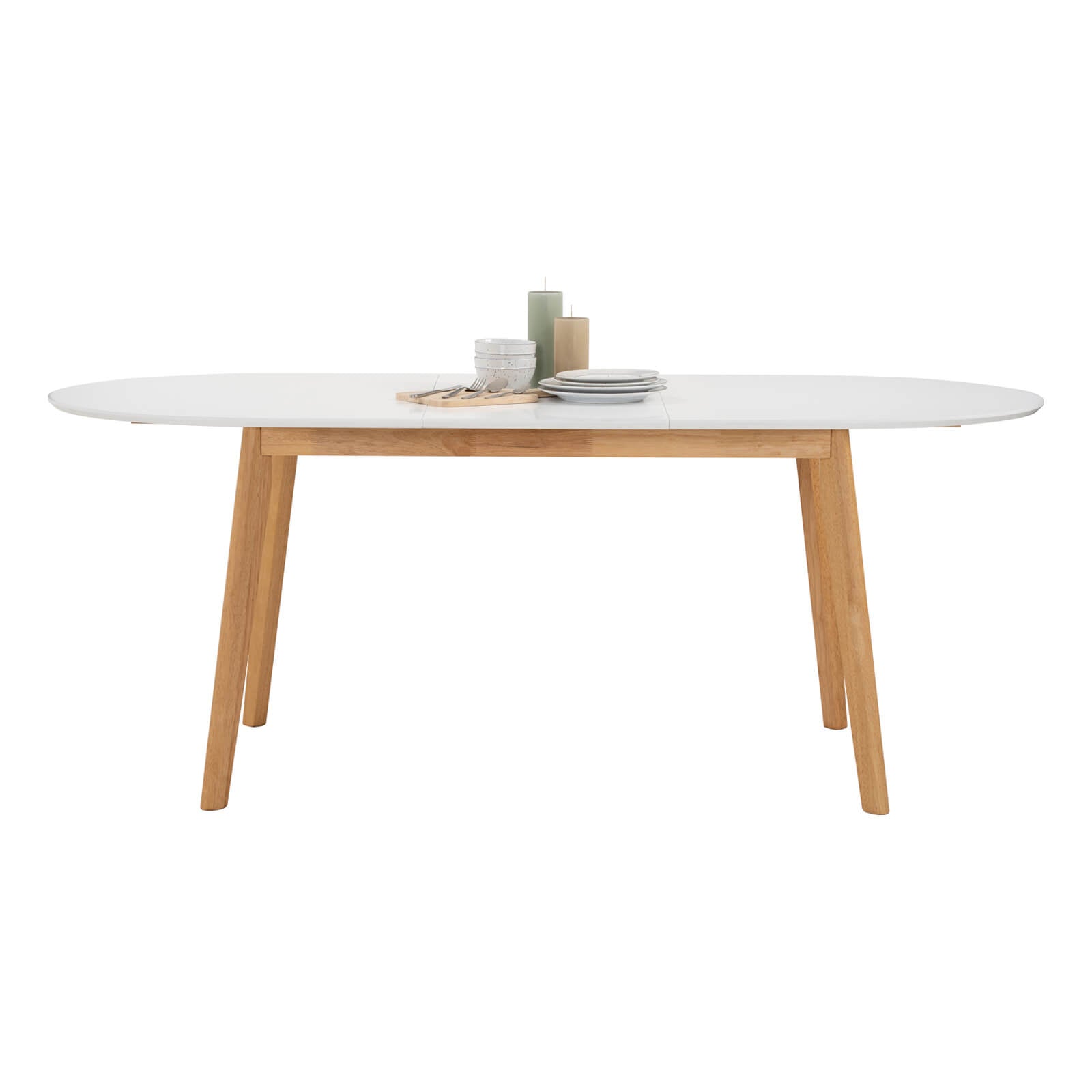 Sentosa | Black White Oak Extendable 1.9m Oval Wooden Dining Table | WhiteSentosa | Black White Oak Extendable 1.9m Oval Wooden Dining Table | White