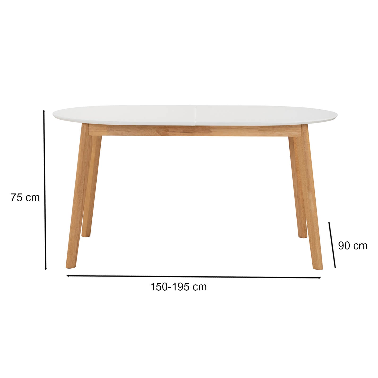 Sentosa | Black White Oak Extendable 1.9m Oval Wooden Dining Table | White