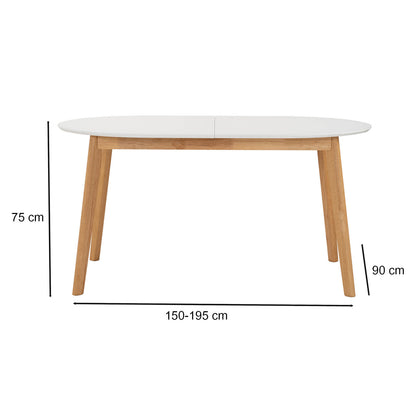 Sentosa | Black White Oak Extendable 1.9m Oval Wooden Dining Table | White