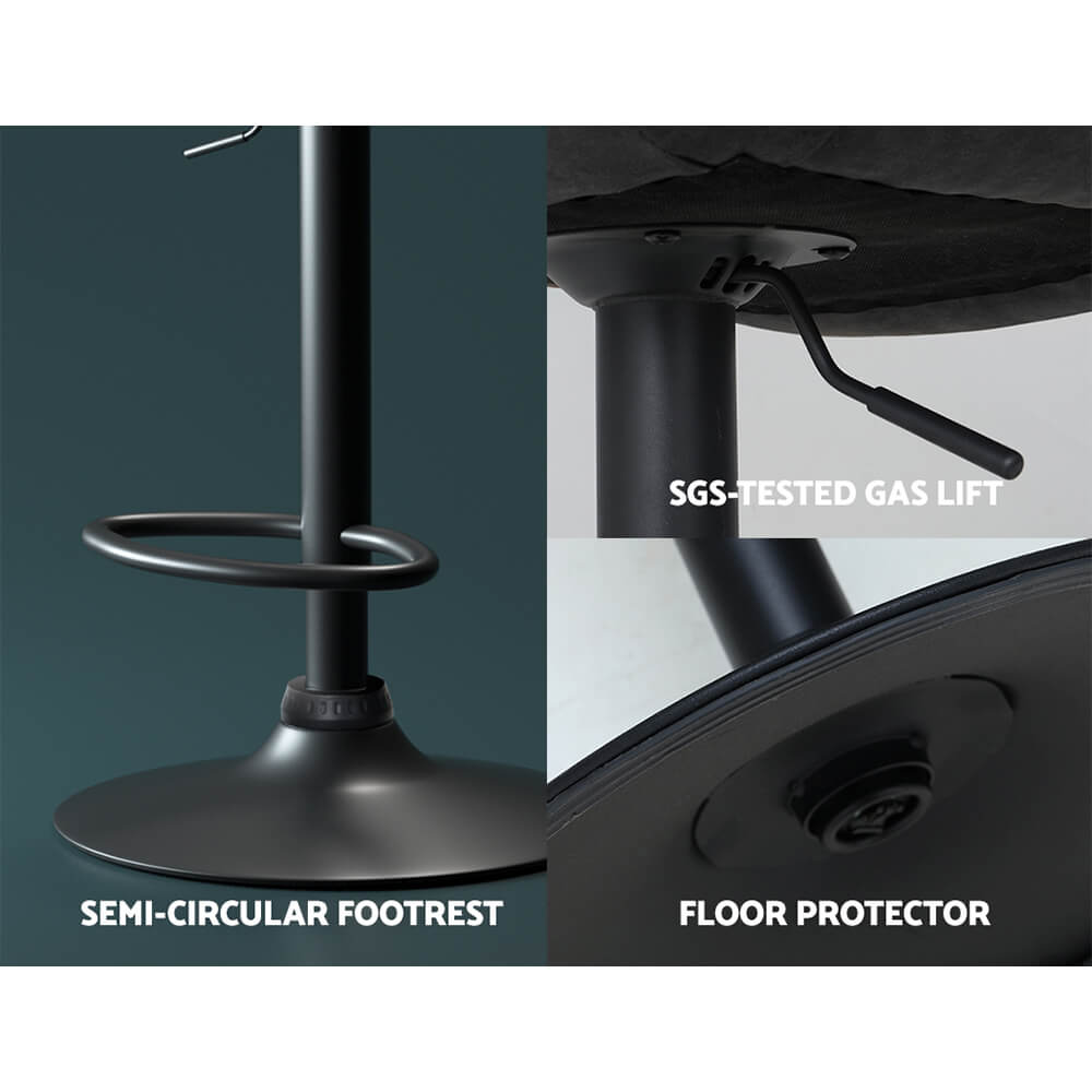 Sheraton | Modern Brown Black PU Leather Bar Stools | Set Of 2 | Black