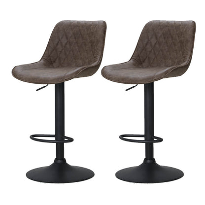 Sheraton | Modern Brown Black PU Leather Bar Stools | Set Of 2 | Brown