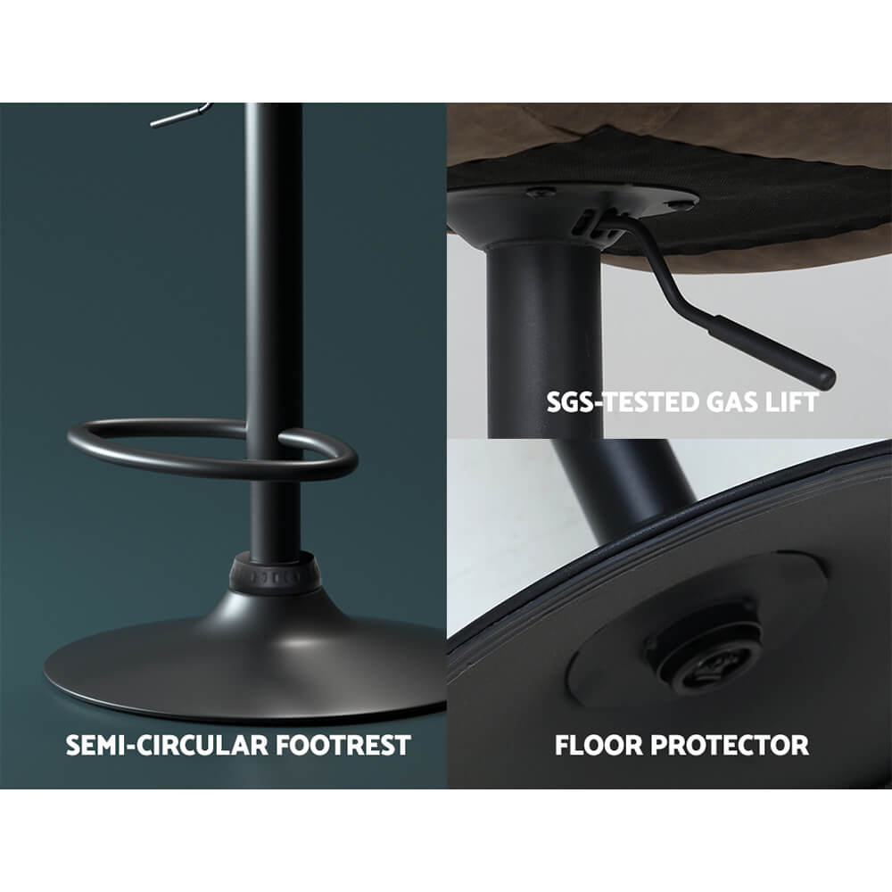 Sheraton | Modern Brown Black PU Leather Bar Stools | Set Of 2 | Brown