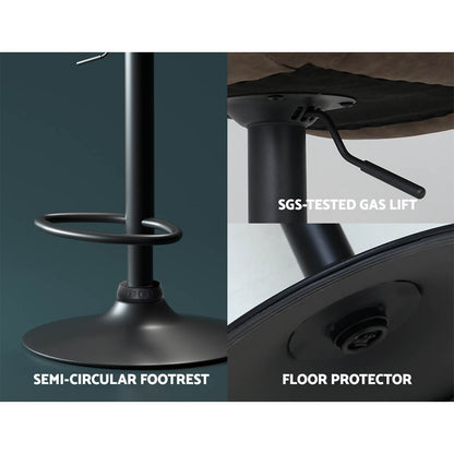 Sheraton | Modern Brown Black PU Leather Bar Stools | Set Of 2 | Brown