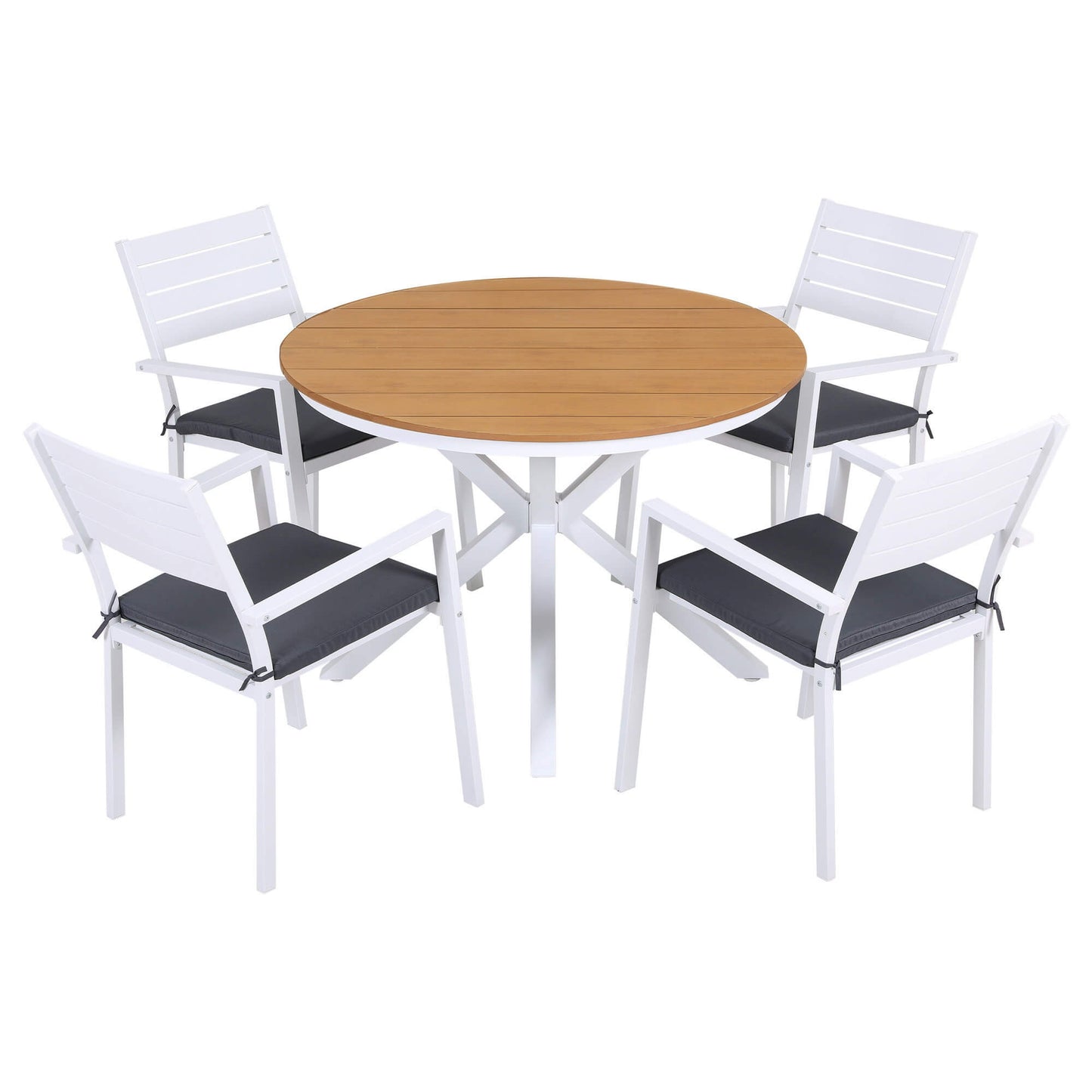 Somers | Coastal White Aluminum Square 4 Seater Outdoor Door Table Set | White