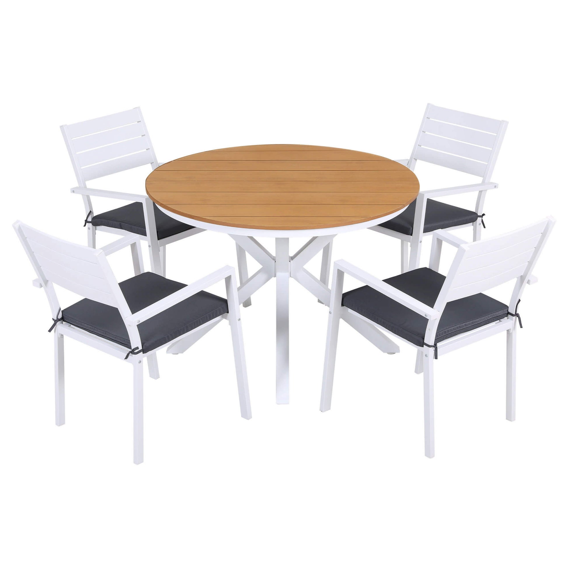 Somers | Coastal White Aluminum Square 4 Seater Outdoor Door Table Set | White