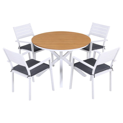 Somers | Coastal White Aluminum Square 4 Seater Outdoor Door Table Set | White